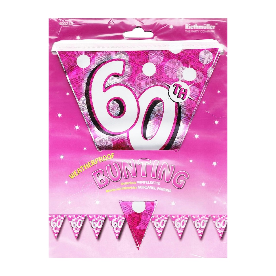 Amscan Sparkle 60th Birthday Bunting - Pink/Silver - One Size