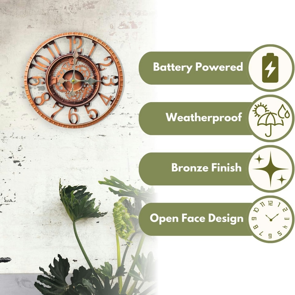 image 1 of Marco Paul 30cm Bronze Open Face Wall Clock Bronze