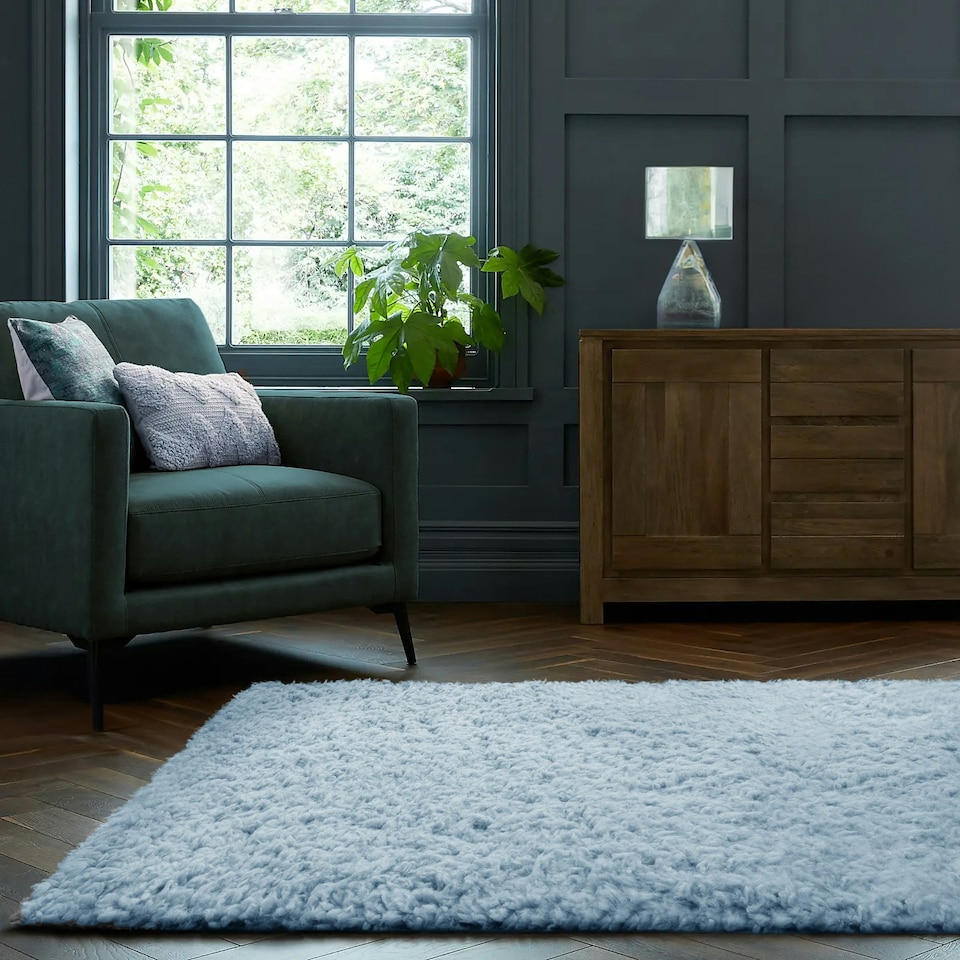image 1 of Home Republic Montana Fluffy Rug - 120 x 170 Blue | Seafoam