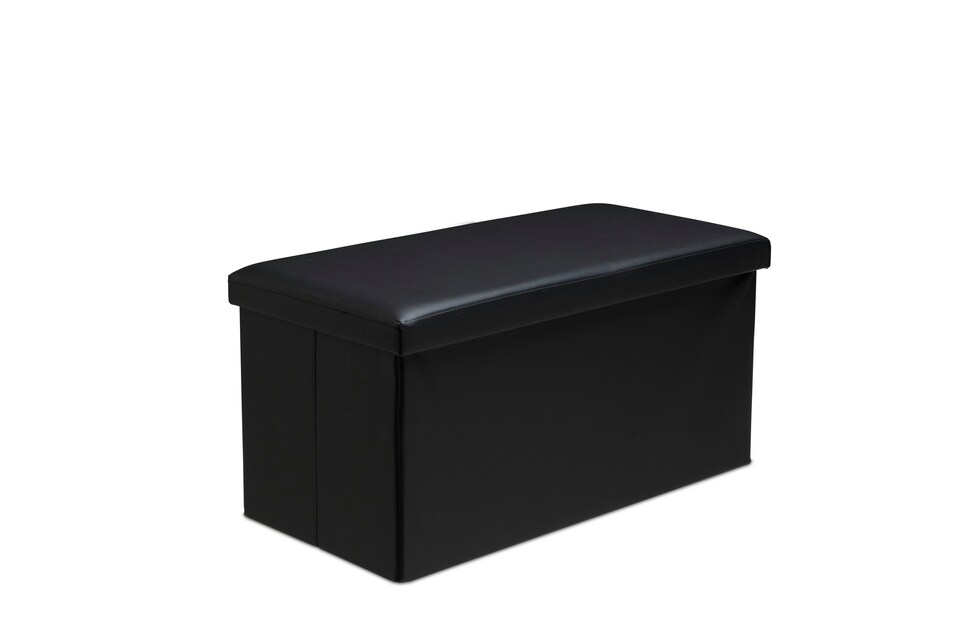 image 1 of Faux Leather Storage Ottoman Storage Box With Lid Foldable - 76x38x38cm Rectangle | White