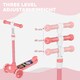 image 3 of AIYAPLAY Kids 3 Wheel Scooter for 2-6 Years Old w/ Adjustable Height, Pink 