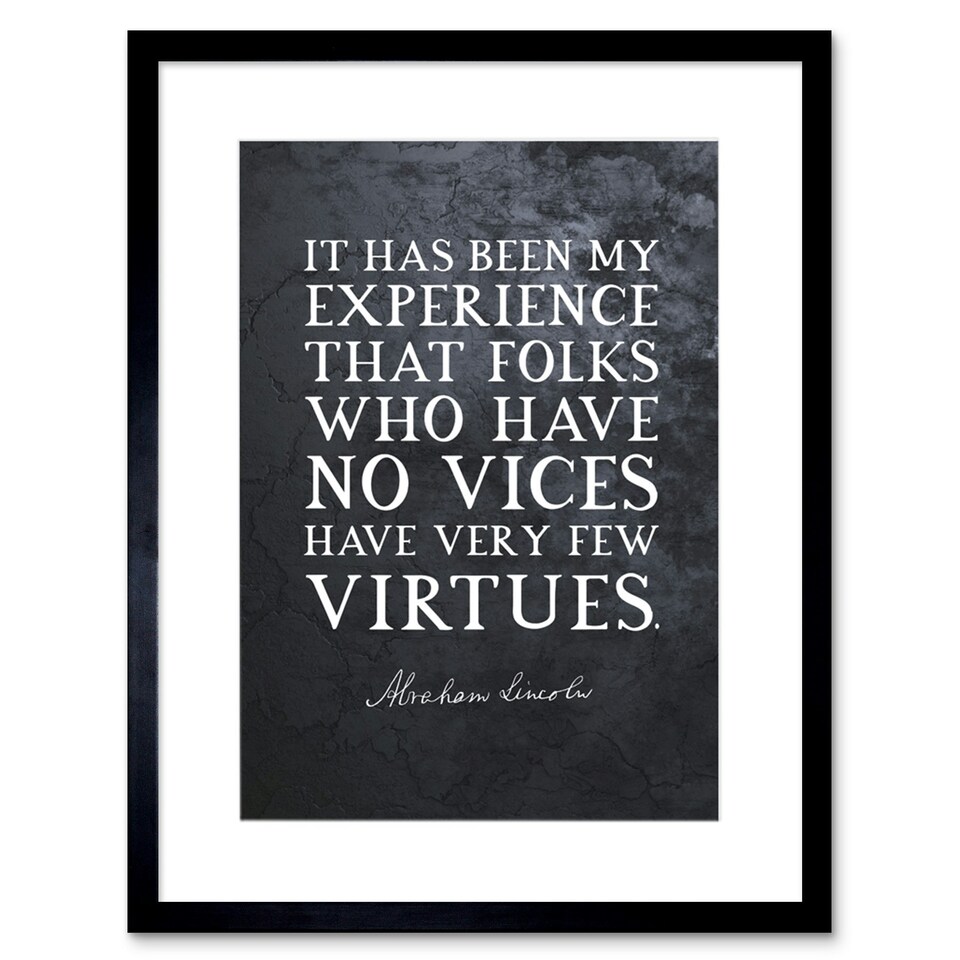 image 1 of Slate Quote Abraham Lincoln Vices Virtues 9x7" Black Framed Wall Art Print