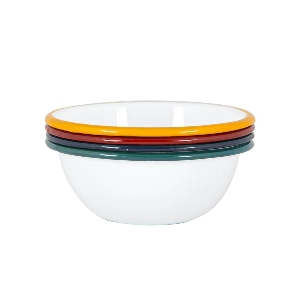 image 1 of Argon Tableware White Enamel Bowls - 16cm - 4 Colours