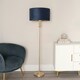 image 3 of ValueLights Maggie Gold Candlestick Floor Lamp with Navy Blue Velvet with Gold Inner Lamp Shade