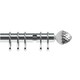 image 1 of 35mm Fixed Length Metal Curtain Pole Set Chrome Acorn Finial 120cm | Silver | Silver