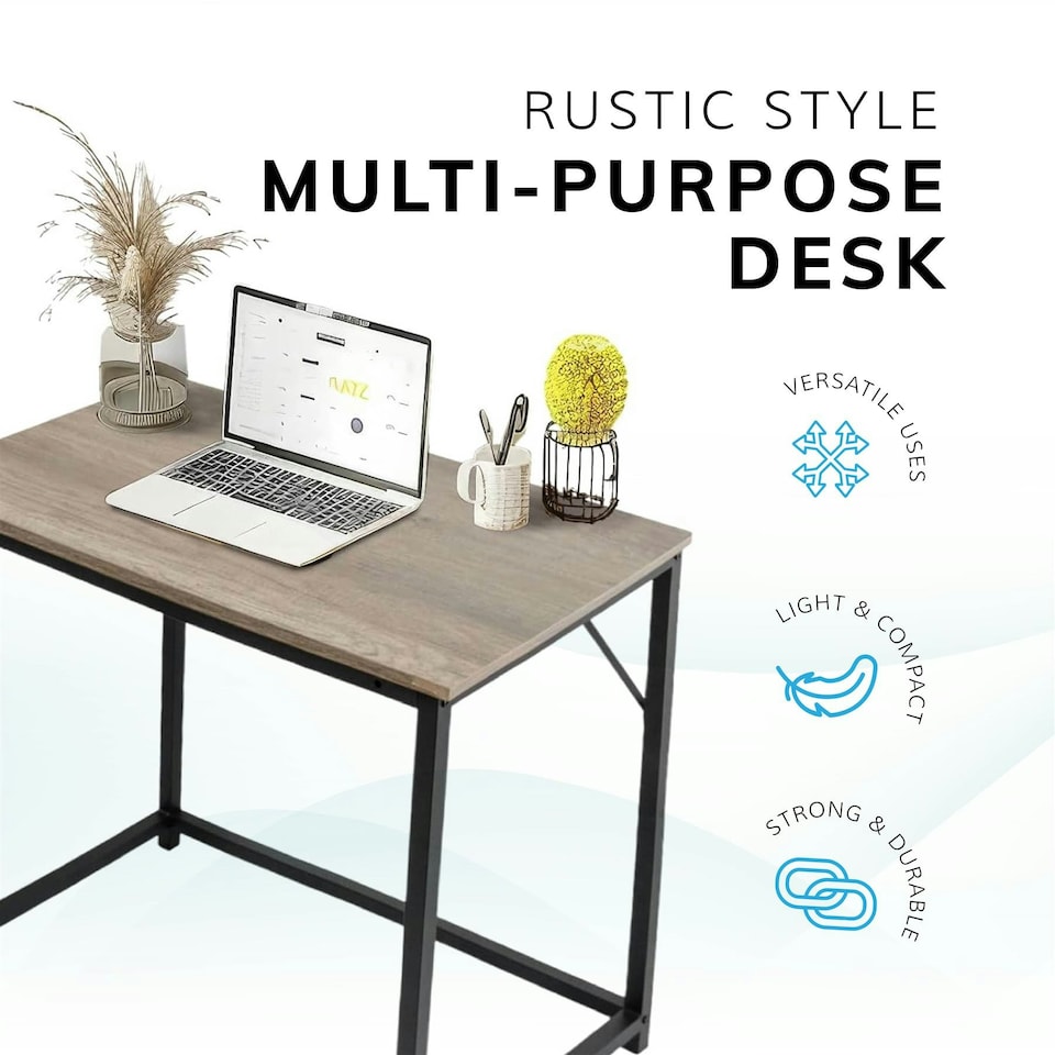 image 1 of Desk Computer PC Laptop Home Office Work desk, Study Writing Light Brown Rustic Style 80cm Brown