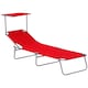 image 1 of Outsunny Folding Chair Sun Lounger w/ Sunshade Garden Recliner Hammock Red