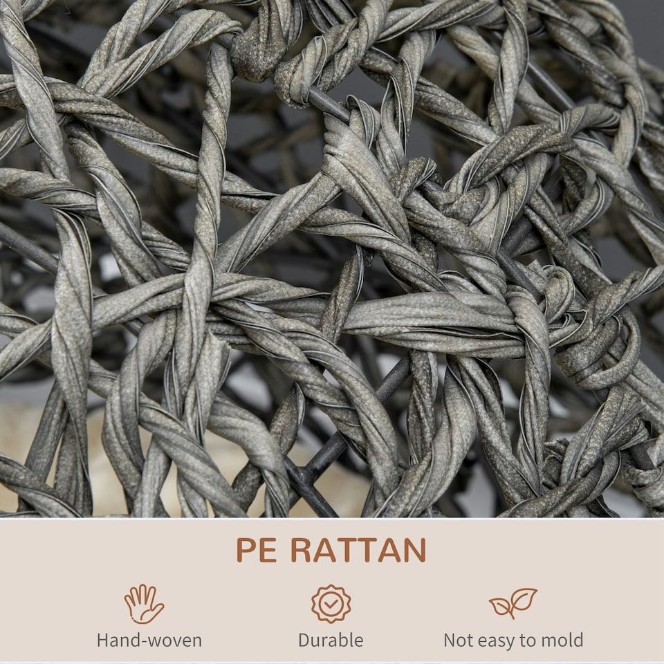 image 1 of PawHut Rattan Elevated Cat House Kitten Bed Pet Furniture w/ Cushion Grey