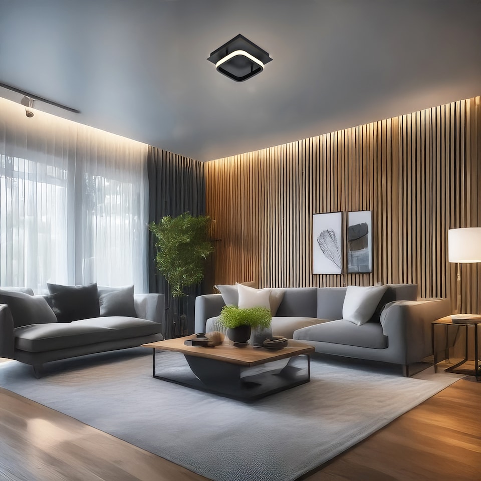 image 1 of Matt Black 3000K Square LED Ceiling Strip Light Fitting | Black