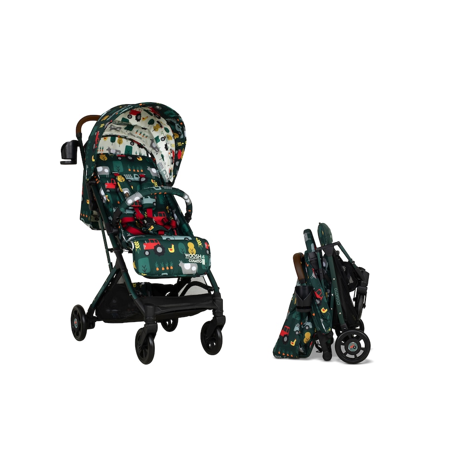 image 1 of Cosatto Woosh 4 Stroller Lightweight Compact Pushchair from Birth, UPF100+ Hood, Raincover | Green | Old Macdonald