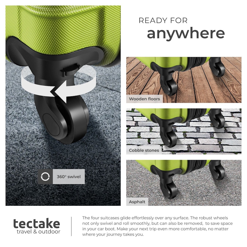 image 1 of Suitcase Set of 4 ABS Hard Shell Luggage Travel Trolley 4 Wheel Lightweight Telescopic Handle | Green | green | 1