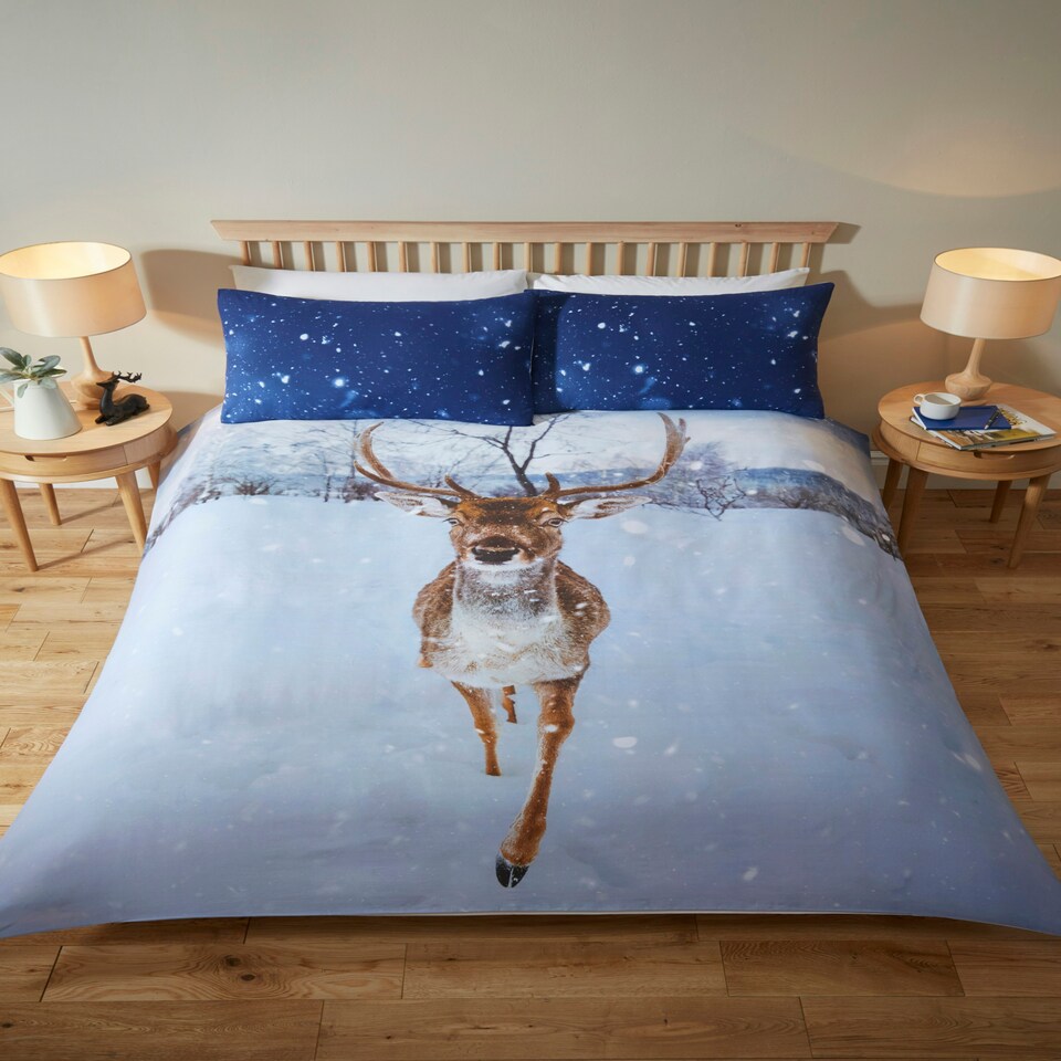 Mont Stag Polycotton Duvet Cover Set with Pillowcase Multi | Single