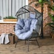 image 2 of Outsunny Rattan Leisure Chair w/ Cushion, Garden Egg Chair with Headrest, Grey