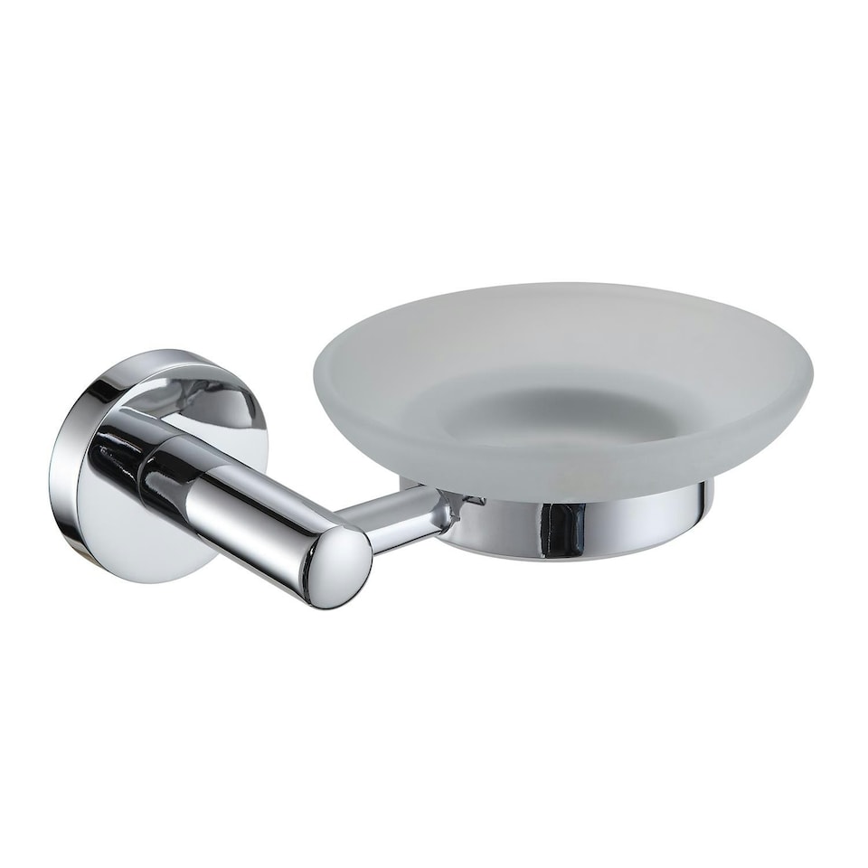 Showerdrape Modernity Chrome Stainless Steel Wall Mounted Frosted Glass Soap Dish