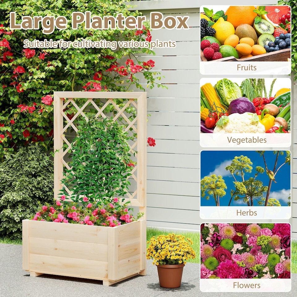 image 1 of COSTWAY Raised Garden Bed 104 cm Wooden Elevated Planter N/A