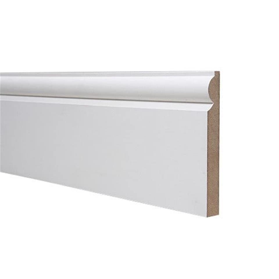 Pack of 5 (Total 5 Units) - Moisture Resistant MDF Primed Skirting Board - Torus - 18mm (W) x 144mm (H) - Length 4400mm