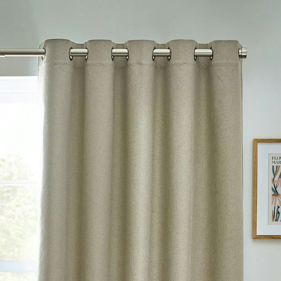 image 1 of furn. Dawn Blackout Natural Eyelet Curtains (W)229cm x (D)229cm | Multi