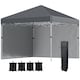 image 1 of Outsunny 3x3 (M) Pop Up Gazebo Party Tent w/ 2 Sidewalls, Weight Bags Dark Grey