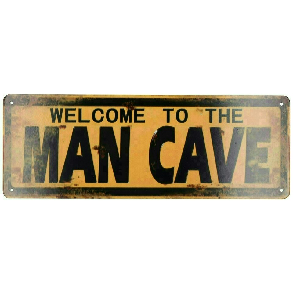 image 1 of Retro Hanging 'Welcome To Man Cave'Metal Sign PrePunched Holes 13x36cm