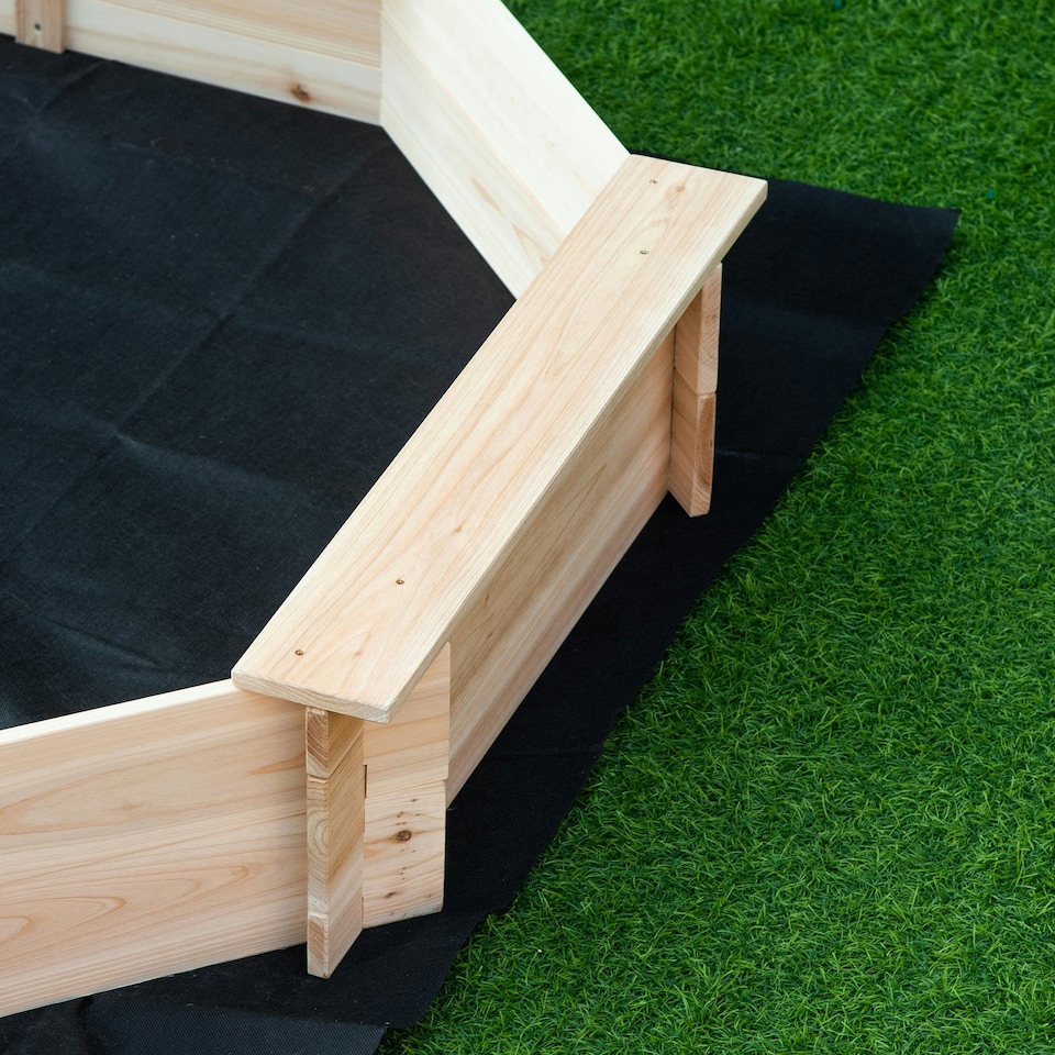 image 1 of Outsunny Kids Wooden Sand Pit Children Sandbox with Cover Outdoor Playset