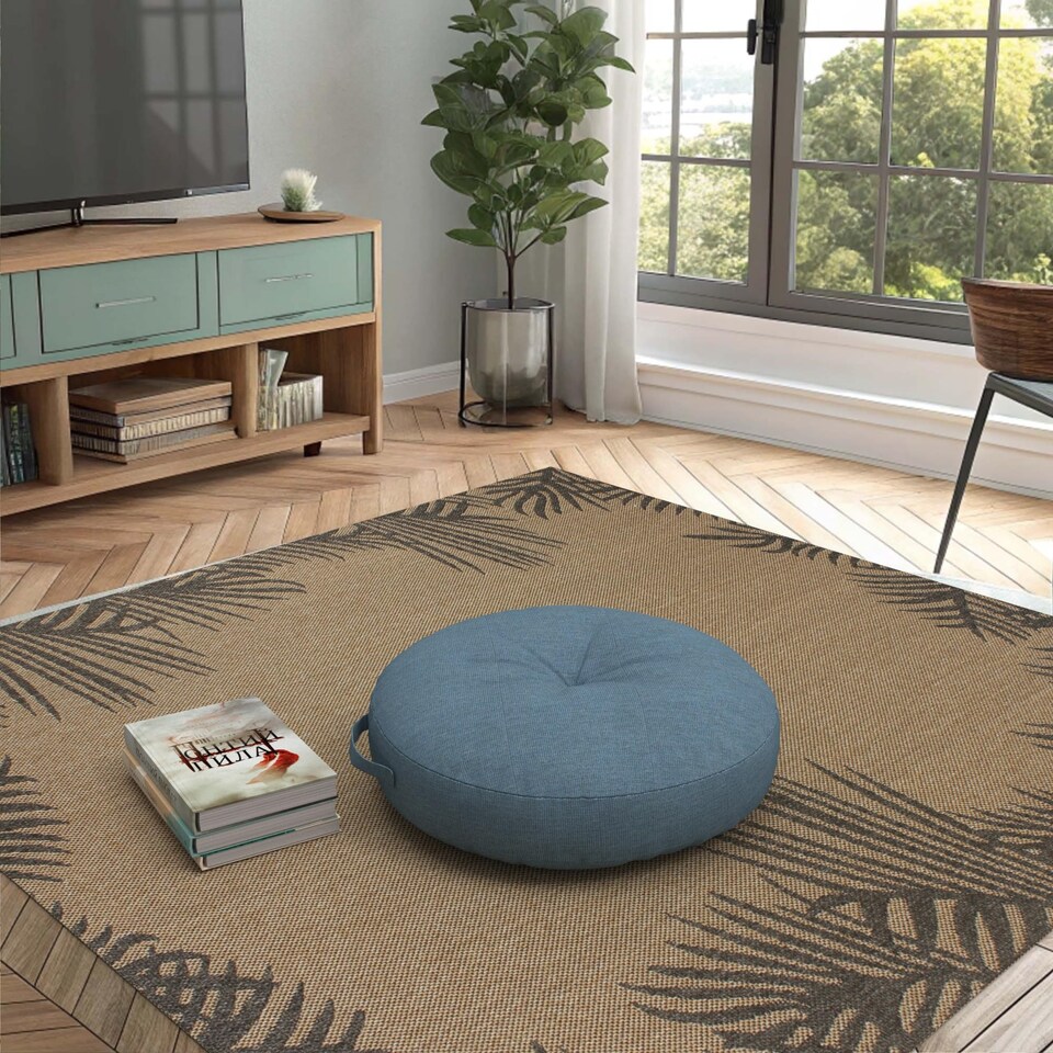 image 1 of Covers&All Sunbrella Round Seat Cushion with Handle, Plush Outdoor Pillows and Chair Cushions, 24 x 5, Spectrum Denim