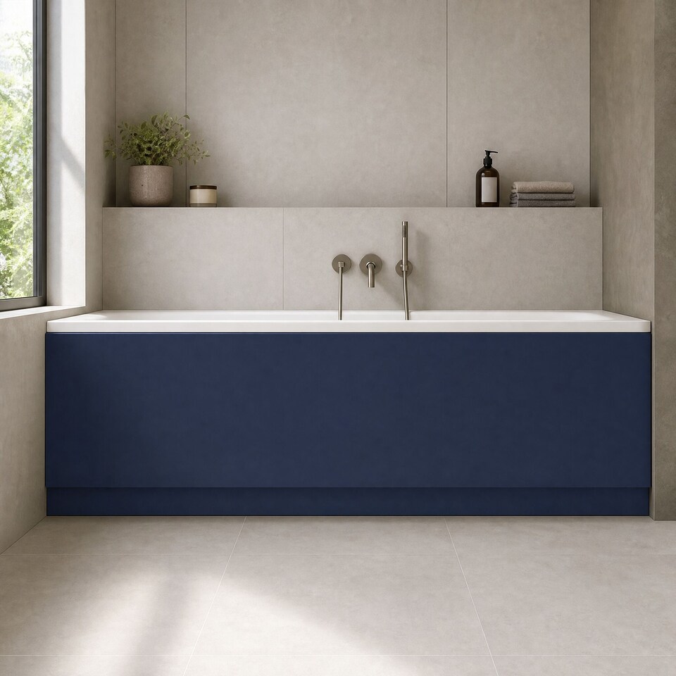 image 1 of Balterley Edge/Power Straight Front Bath Panel & Plinth | Blue | Midnight Blue | 1