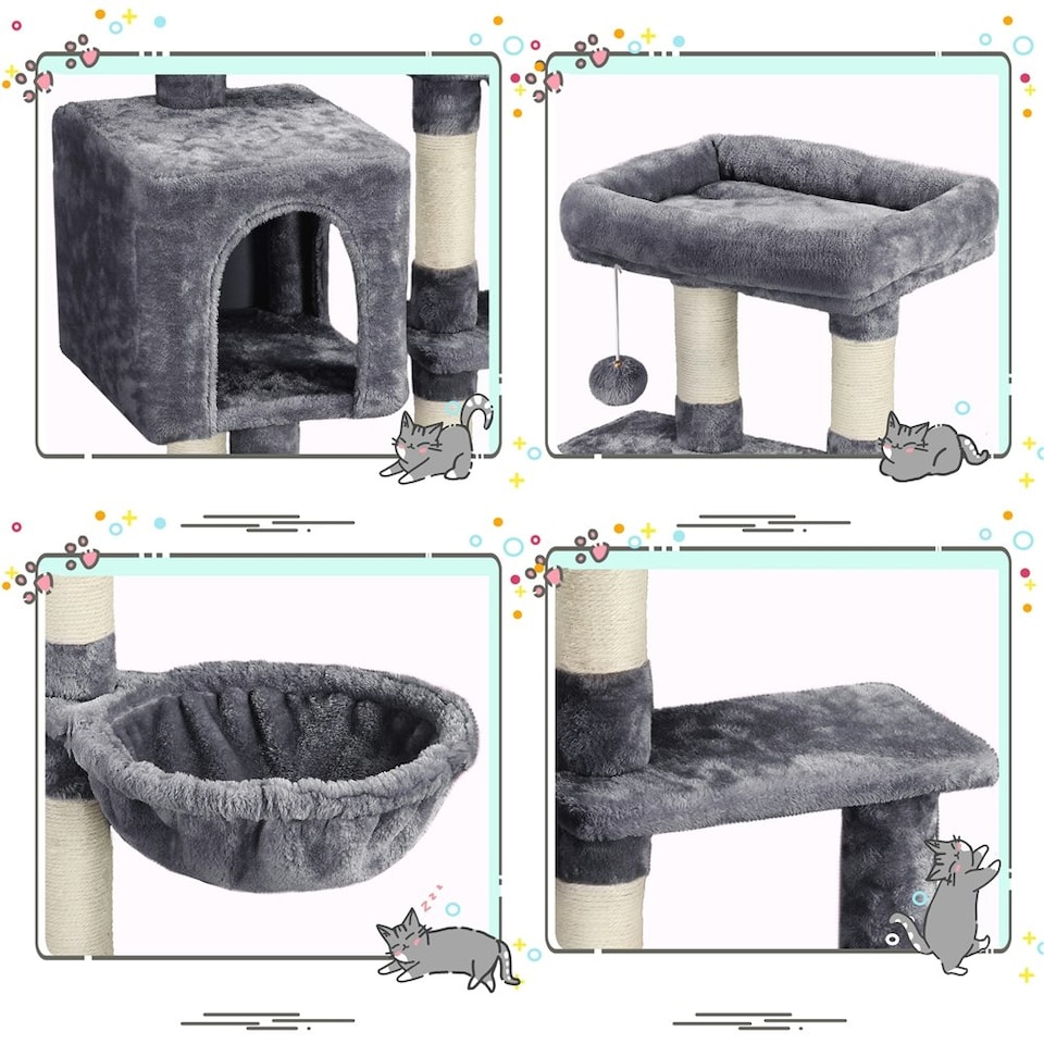 image 1 of Yaheetech 4-Level Cat Tree Condo with Perch Dark Grey