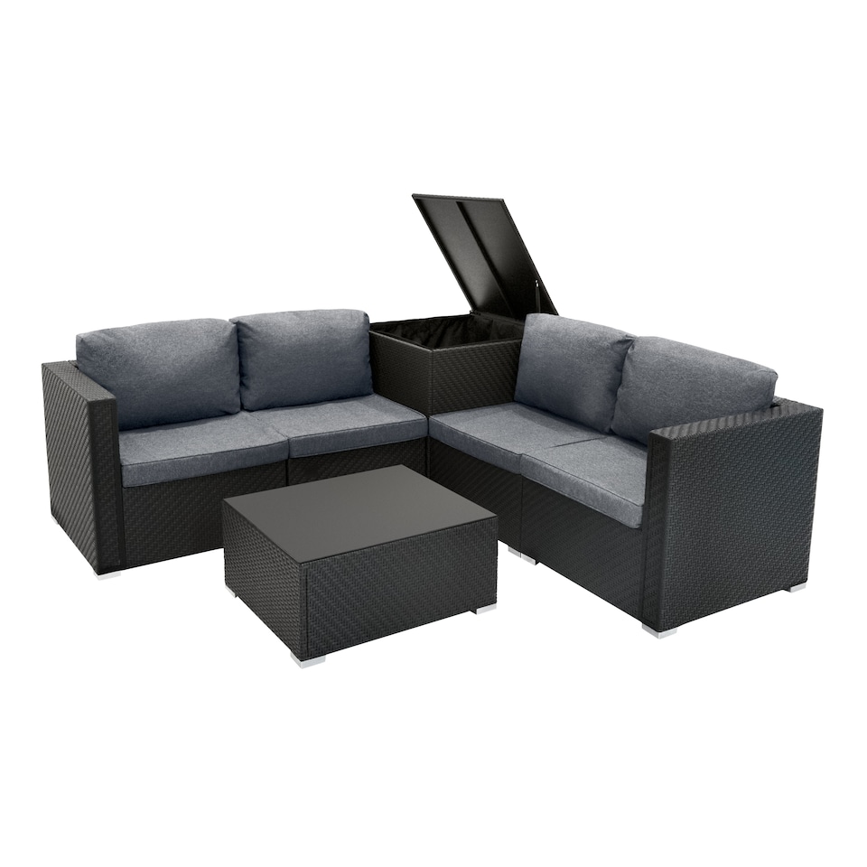 image 1 of Rattan Modular 6 Piece Furniture Set – Black