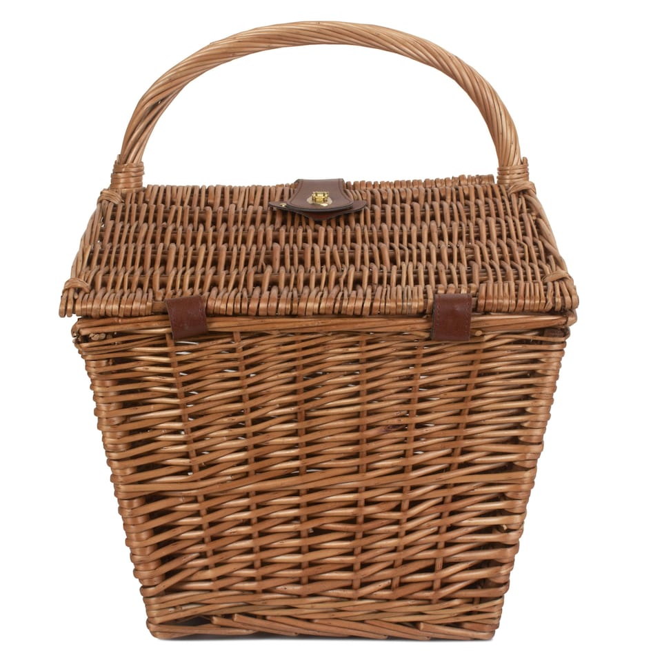 image 1 of Wicker Large Sloped Sided Double Lidded Empty Basket Brown | Brown | One Size