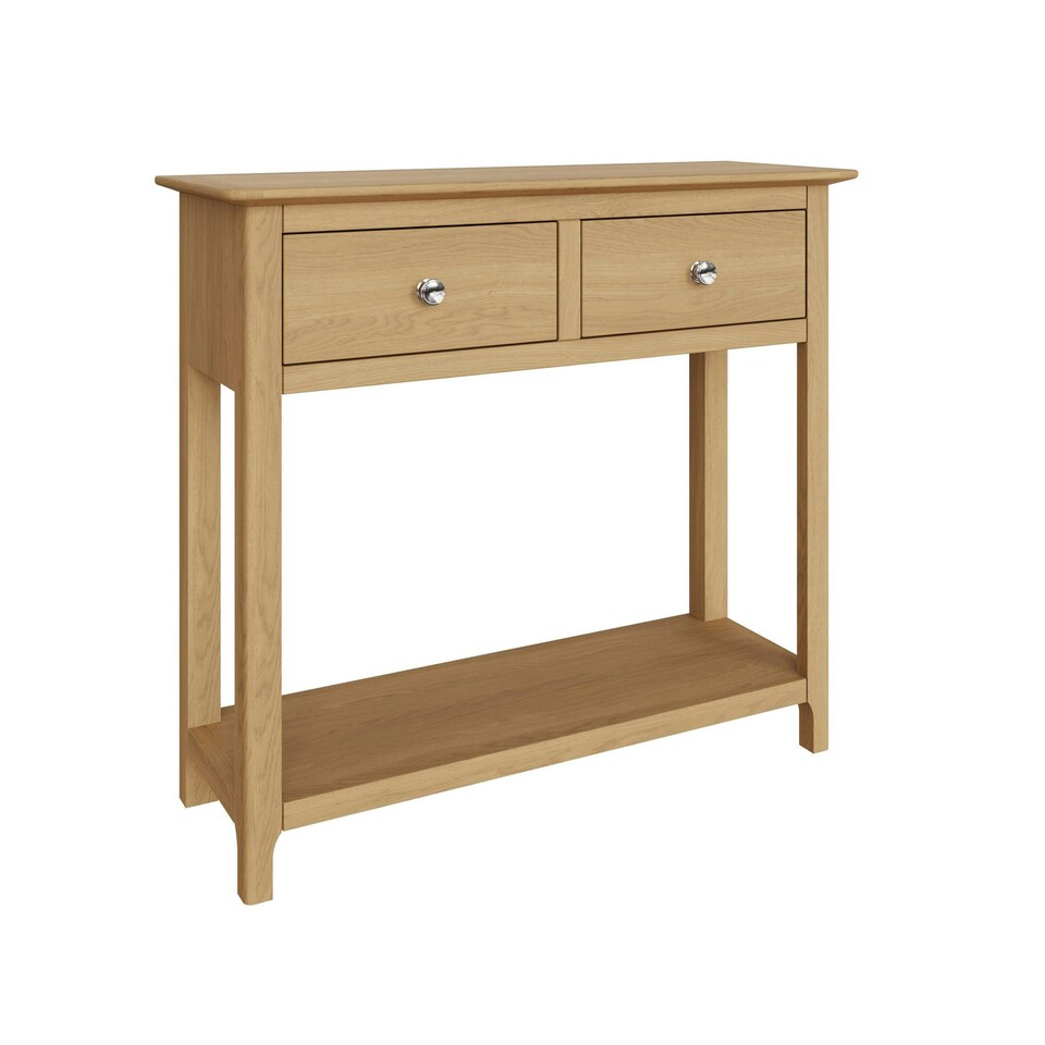 image 1 of Taberno Oak 2 Drawer Console Hallway Table Natural Oak Brown