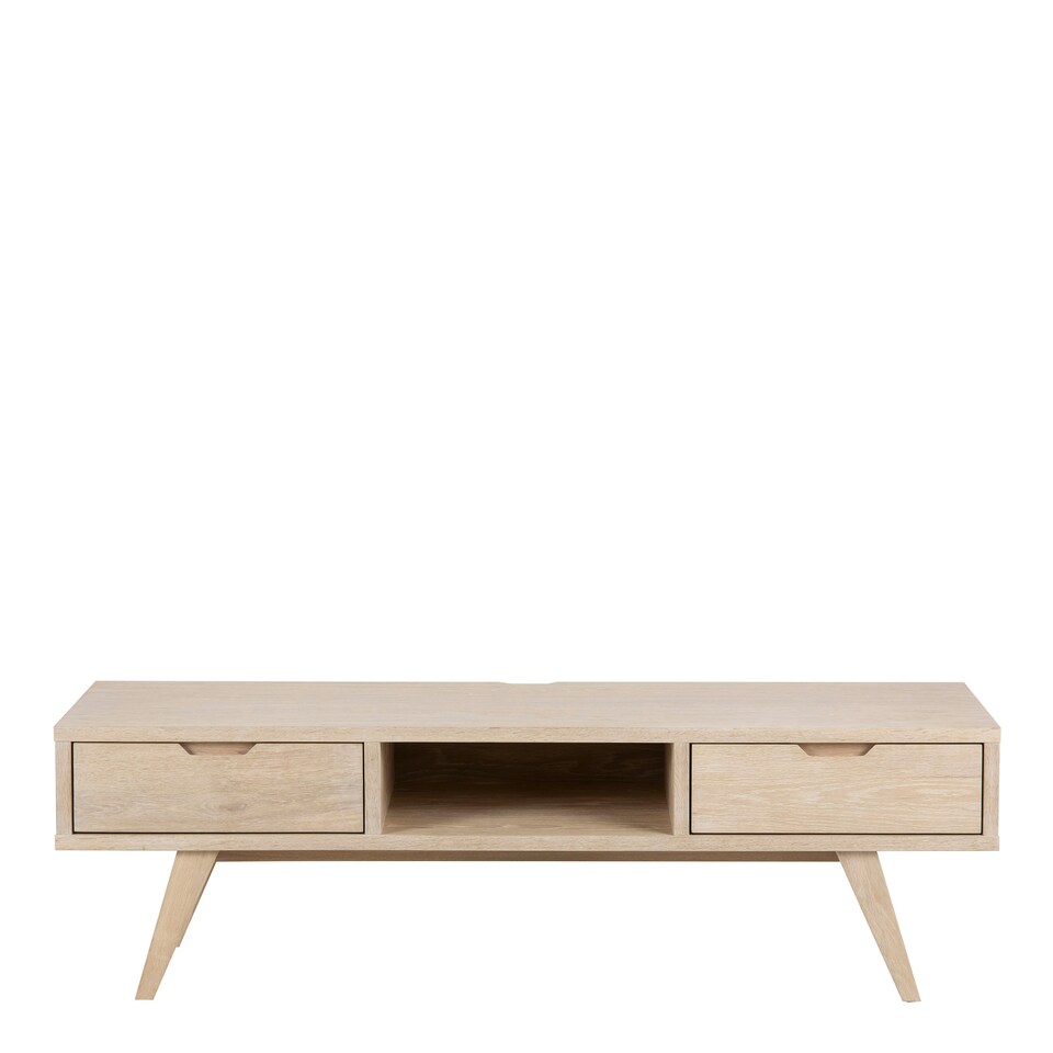 image 1 of A-Line TV Unit with 2 Drawers in White Oak