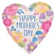 image 1 of Happy Mother's Day Botanical Floral Heart Shape Foil Helium Balloon 46cm / 18 in | Multi