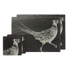 The Just Slate Company Pheasant Slate Coaster & Placemat  Set