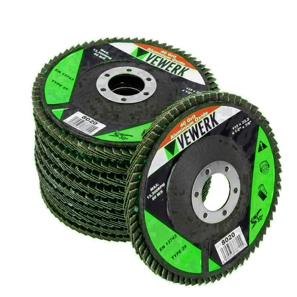 image 1 of 4-1/2" 115mm Mixed Grit Flap Flat Discs For Angle Grinders Removal Sanding 200pk