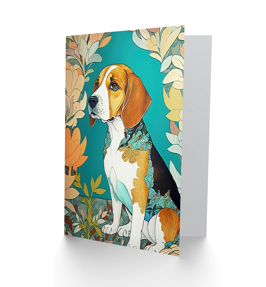 image 1 of Dog Lover Beagle with Filigree Pattern Fur Coat Animal Greeting Card