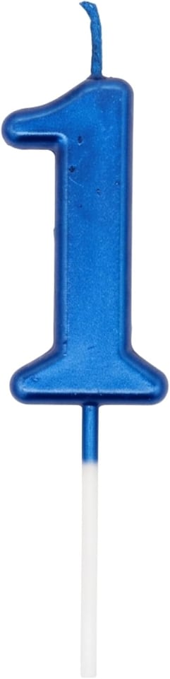 image 1 of Blue 1 Number Candle Birthday Anniversary Party Cake Decorations Topper | Blue