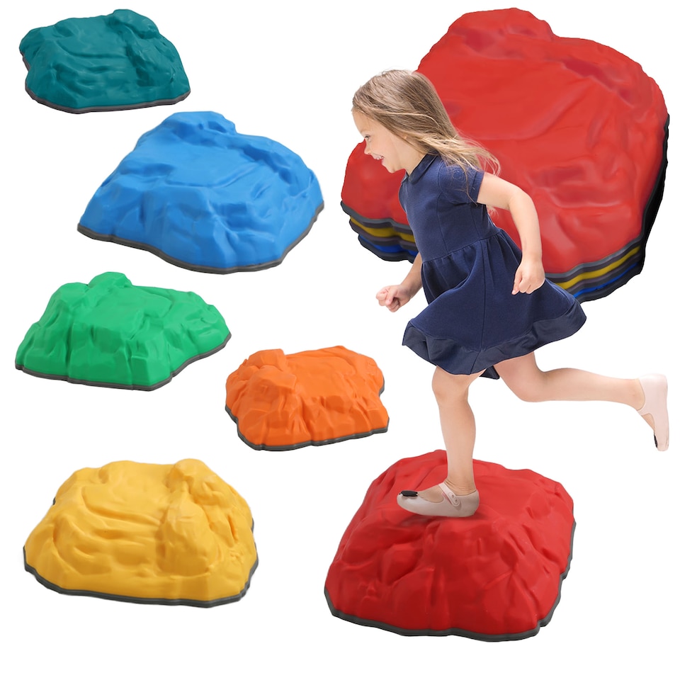 image 1 of AIYAPLAY Balance Stepping Stones, 6-Piece Balance Stones for Kids, Ages 3-8