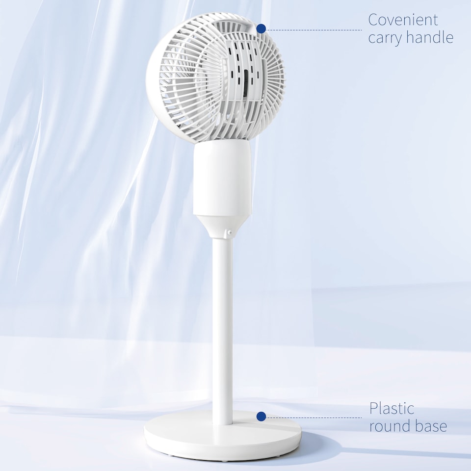 image 1 of HOMCOM 9 Pedestal Fan, 70 Oscillation 90 Vertical Tilt Oscillating Air Circulator with 3 Speeds, Standing Fan for Home Office, Bedroom, White