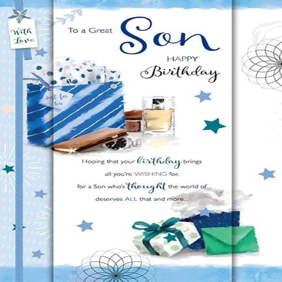 Words 'n' Wishes Traditional Son Birthday Card, Birthday Card Grandson, Multi-Coloured 23.5 x 15.9 cms