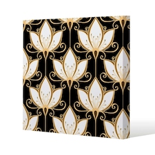 Black& Gold Floral Pattern (Canvas Print) 46 x 46 x 4cm