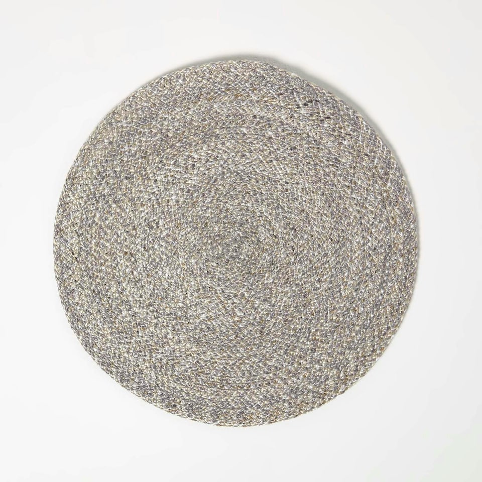 image 1 of Homescapes Silver Handwoven Round Placemats Set of 4 | Grey | 4