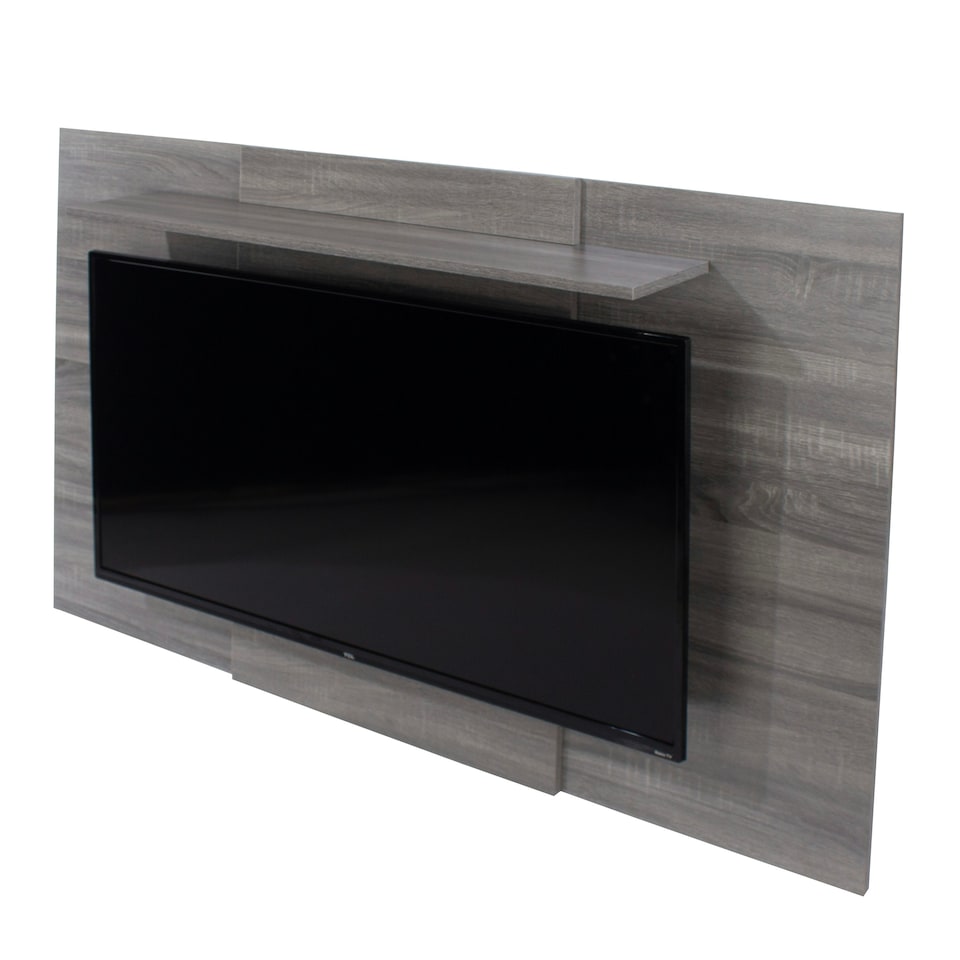 image 1 of Lido TV Display Wall Panel - Extendable or Fixed Media Panel with Adjustable Shelf for TVs