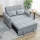 image 8 of HOMCOM 2 Seater Sofa Bed, 3-in-1 Convertible Sleeper Sofa with Click-clack Adjustable Backrest and 2 Pillows, Pull Out Corn Velvet-feel Fabric Bed Settee for Living Room, Guest Room, Grey | Grey