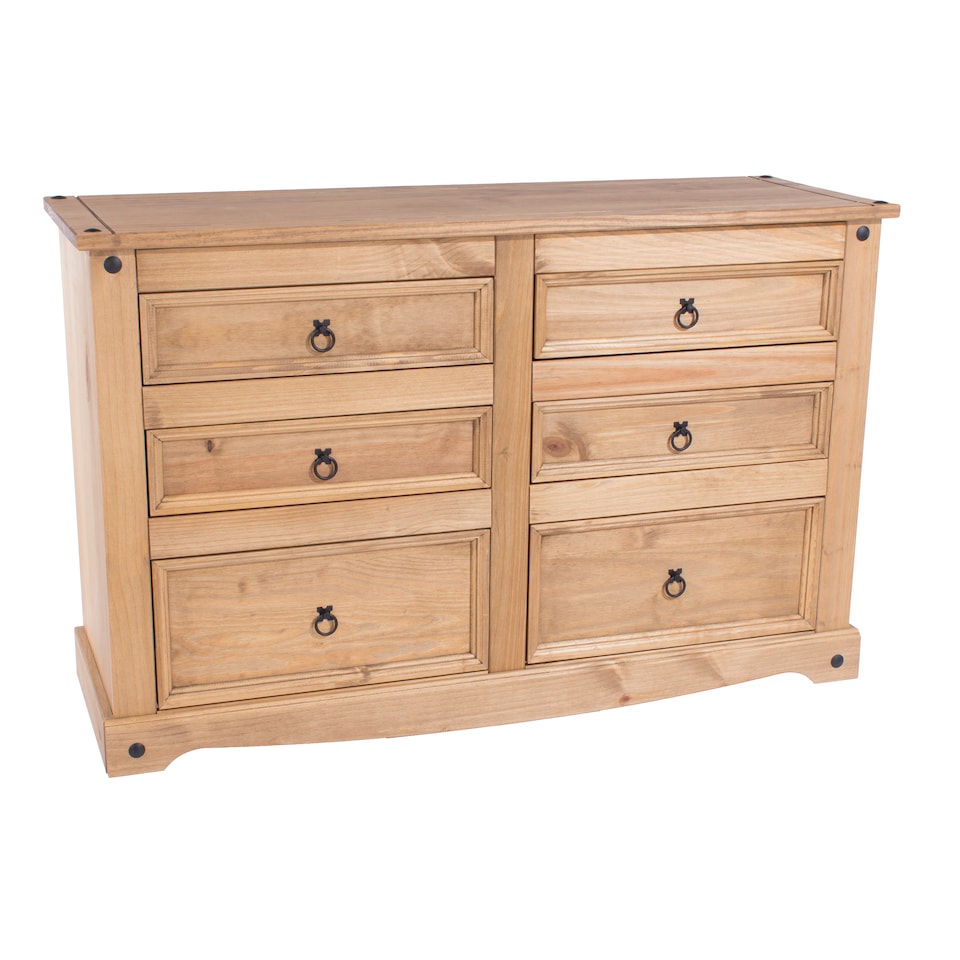image 1 of Premium Corona 3+3 Drawer Wide Chest of Drawers - Classic Mexican Pine Bedroom Storage Cabinet | Brown | Brown | 1