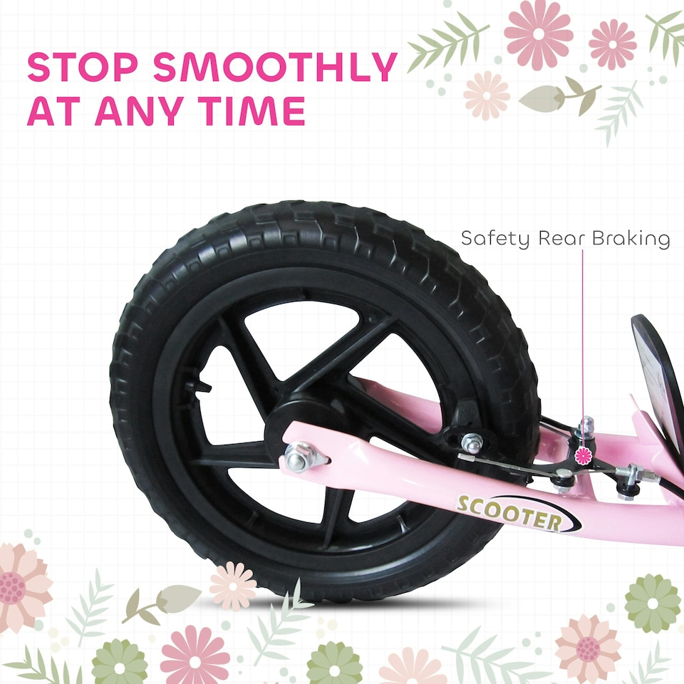 image 1 of HOMCOM Push Scooter, Teen Kids Scooter with 12" EVA Tyres, Pink