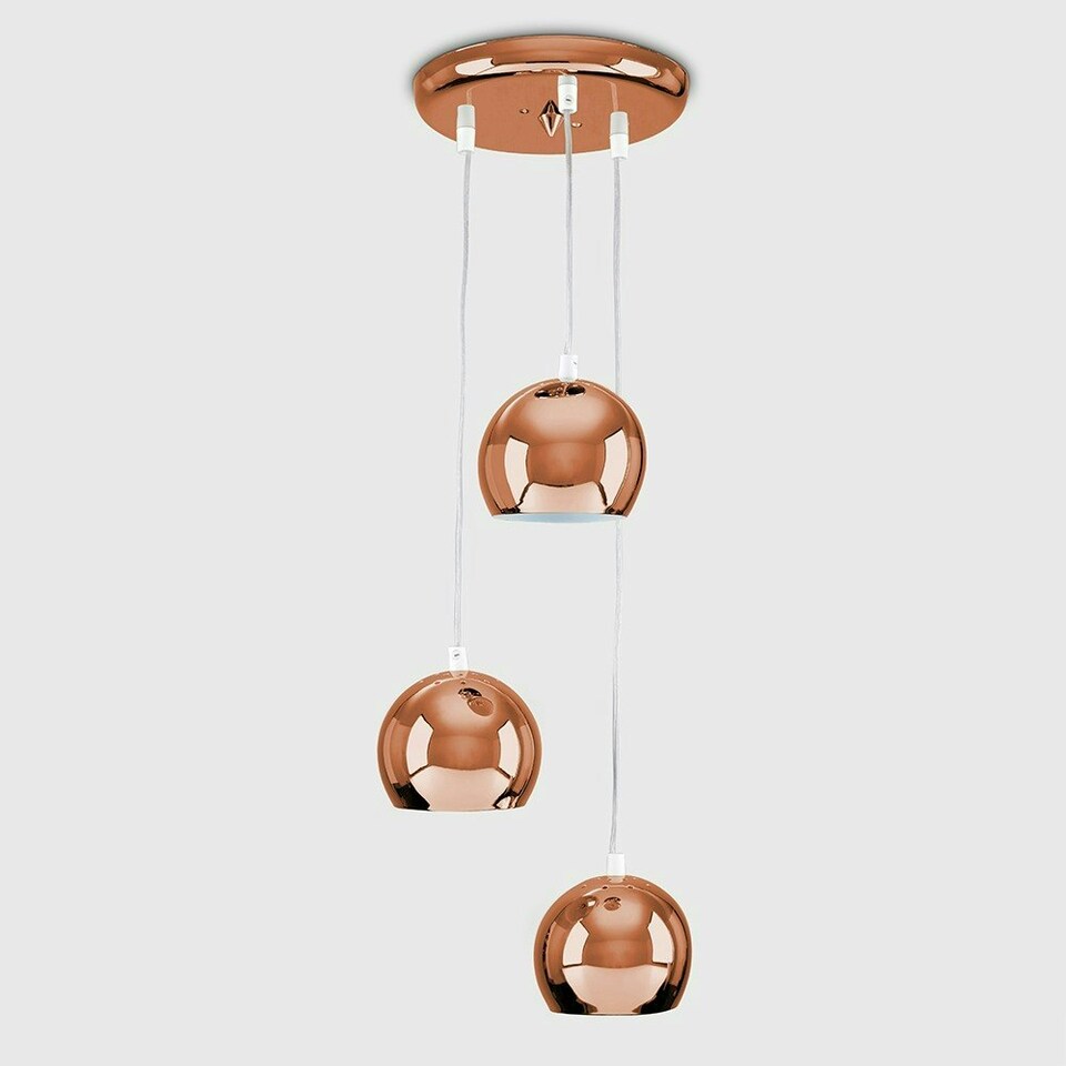 image 1 of ValueLights Retro Eyeball 3 Way Droplet Ceiling Pendant Light Fitting In Copper Finish