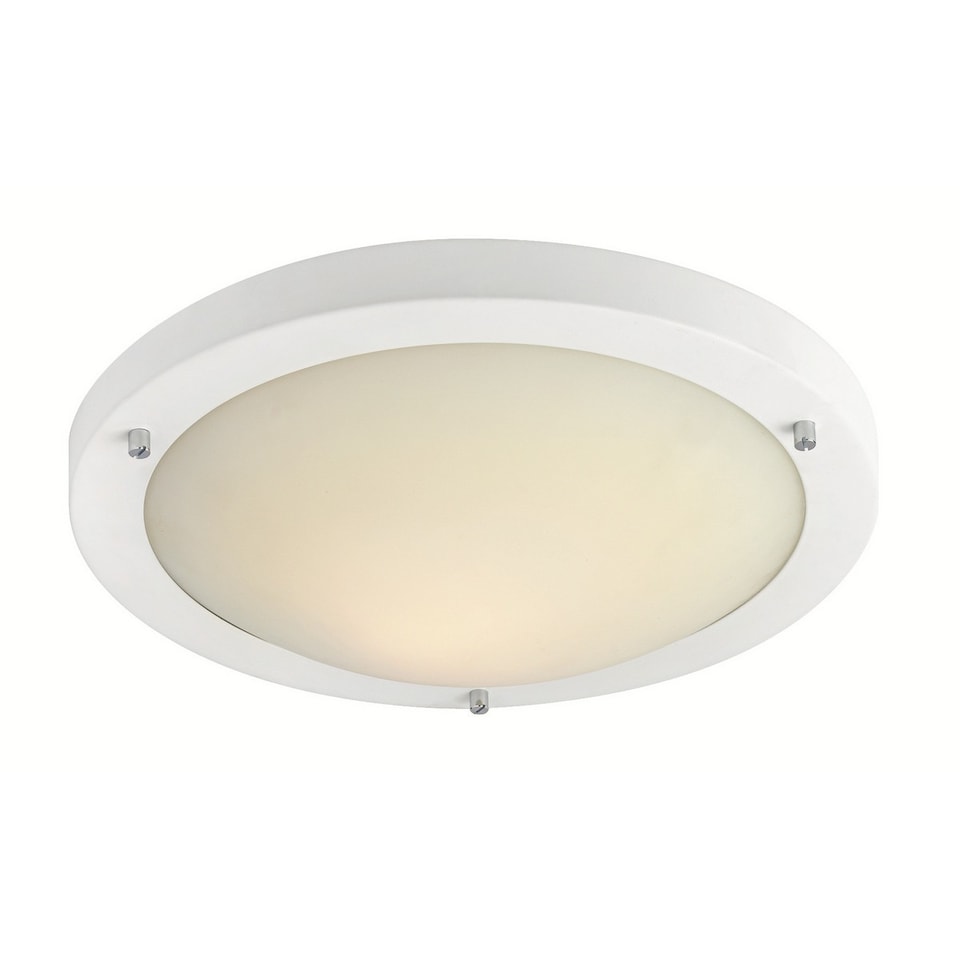 Rondo LED 24 Light Flush Ceiling Light Matt White, Opal Glass IP44