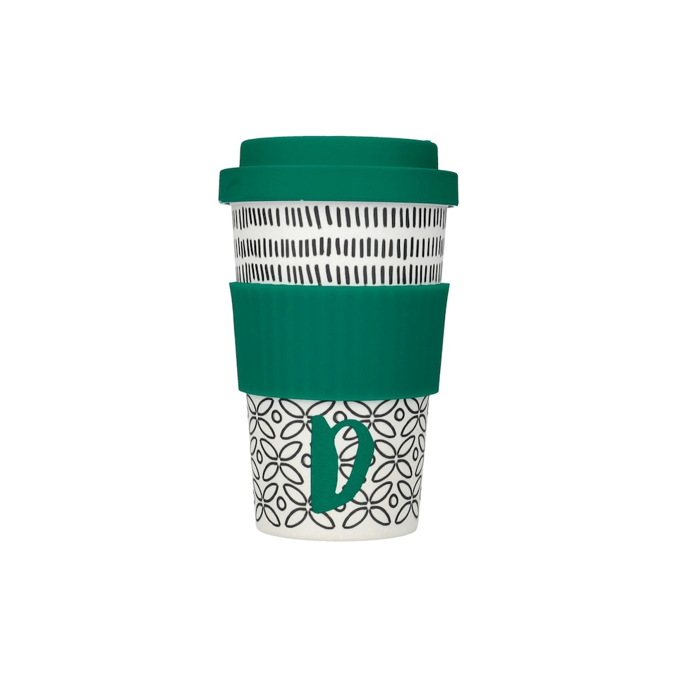 image 1 of KitchenCraft 410ml Bamboo A to Z Letter "D" Reuseable Mug Multi