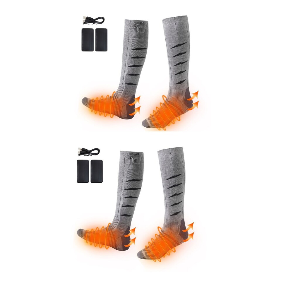 image 1 of 2 Pairs Rechargeable Heated Socks USB Battery Powered Winter Warmth
