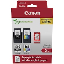 Canon PG560XL Black & CL561XL Colour Ink Cartridge Photo Value Pack Multi | Canon PG560XL Black & CL561XL Colour Original Ink Cartridge Photo Value Pack